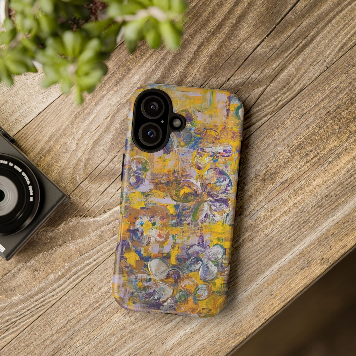 Pansies Original Abstract Painting Phone Case — Floral Art for iPhone, Samsung & Pixel