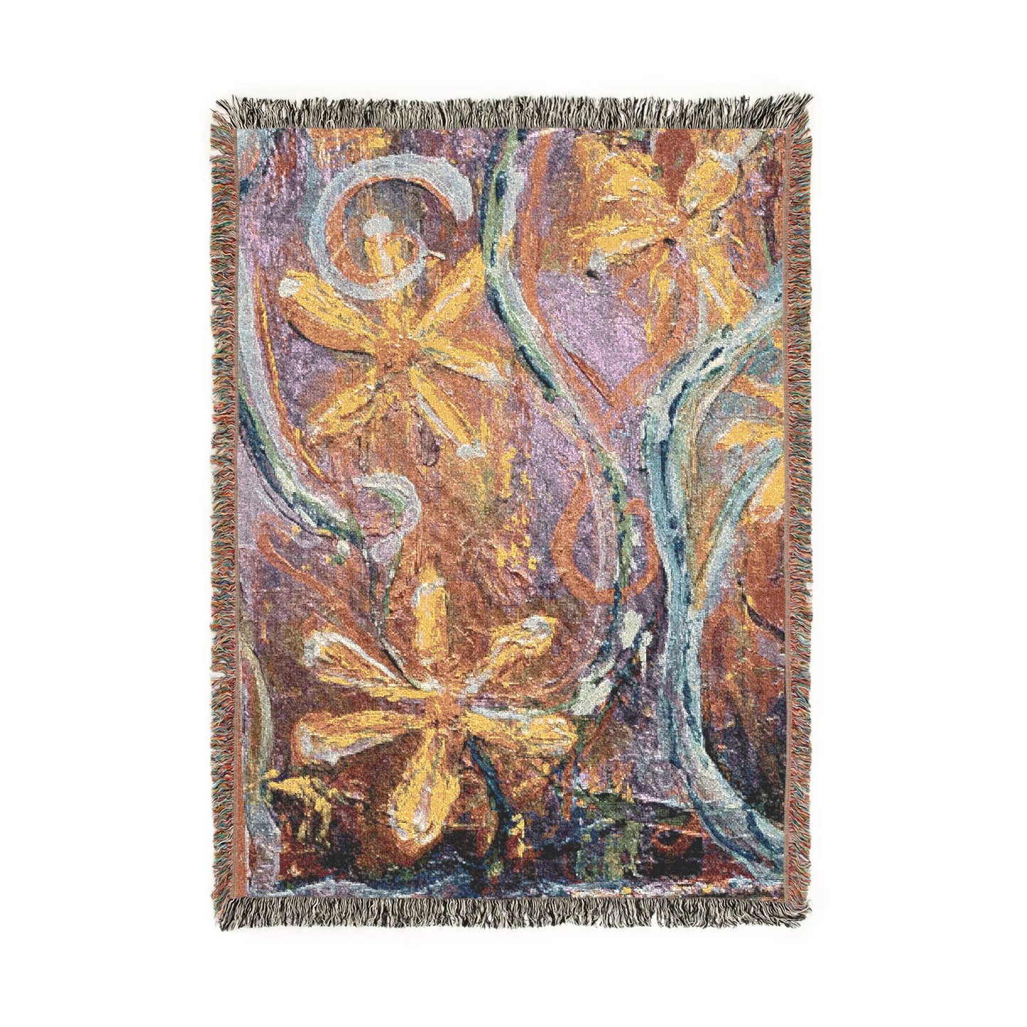 Wild Floral Abstract Woven Blanket | Original Art Throw