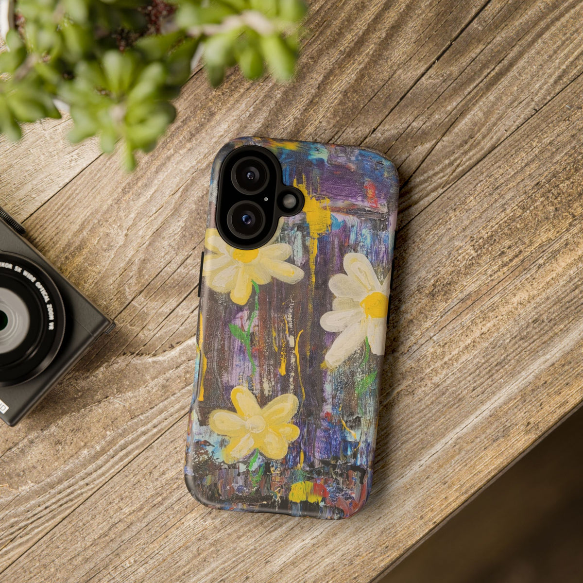 Daisy Original Abstract Painting Phone Case — Floral Art for iPhone, Samsung & Pixel