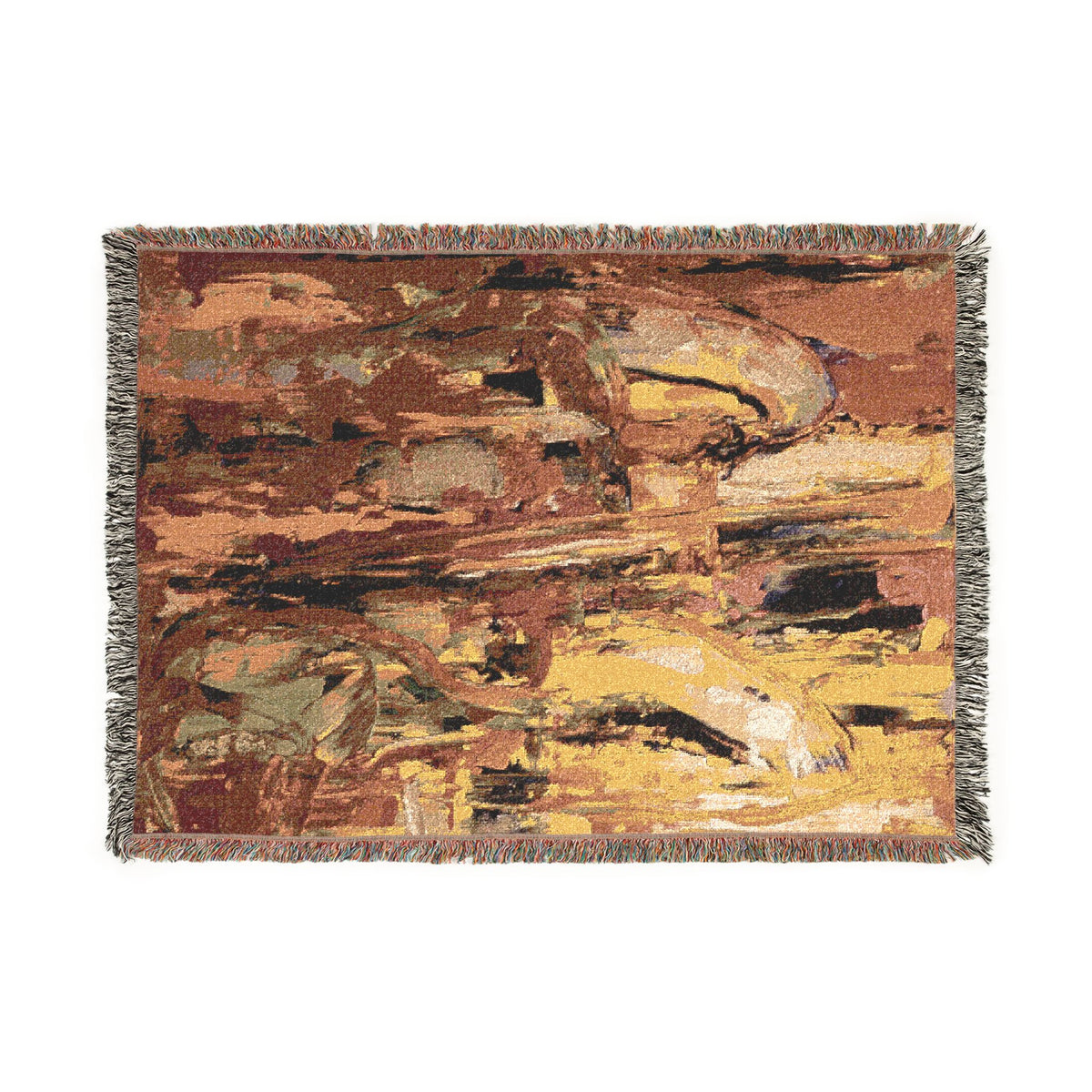 Amber Currents Abstract Woven Blanket | Original Art Throw