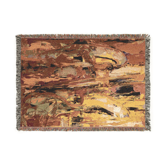 Amber Currents Abstract Woven Blanket | Original Art Throw