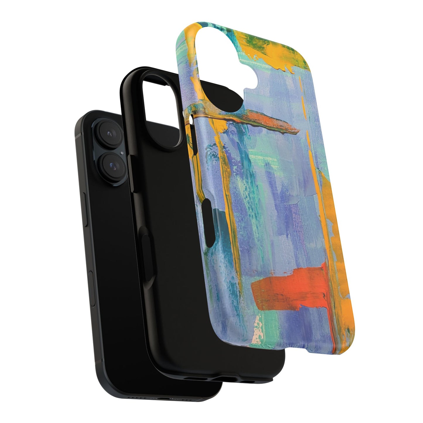 Blue & Coral Abstract Painting Phone Case — Original Art for iPhone, Samsung & Pixel
