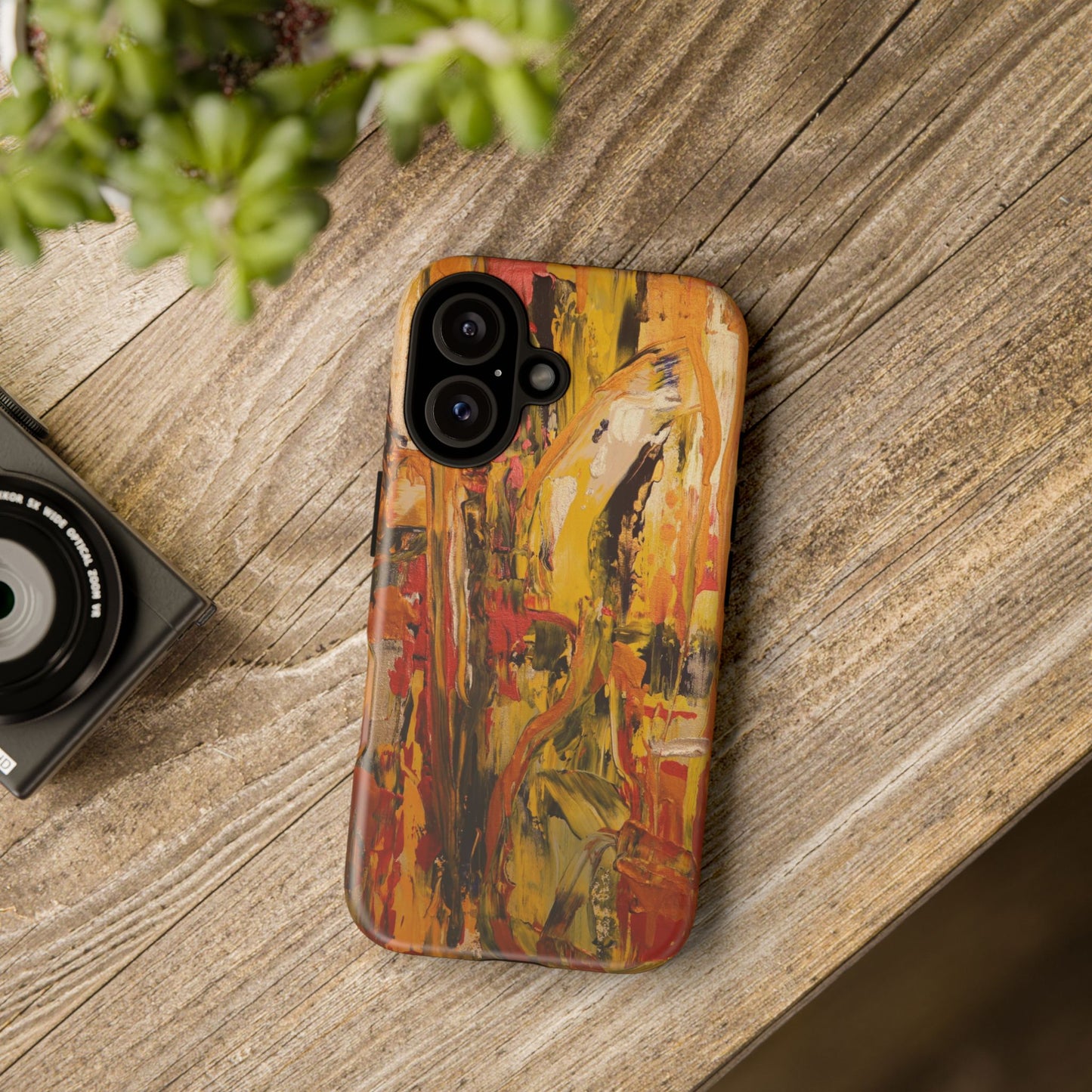 Gold & Amber Abstract Painting Phone Case — Original Art for iPhone, Samsung & Pixel