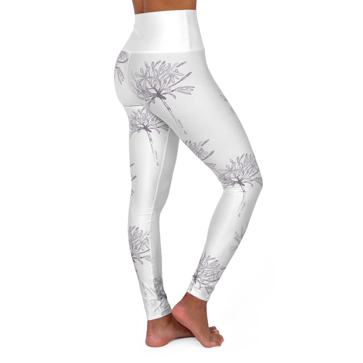 Agapanthus - Original Pen Art High Waisted Yoga Leggings (AOP)