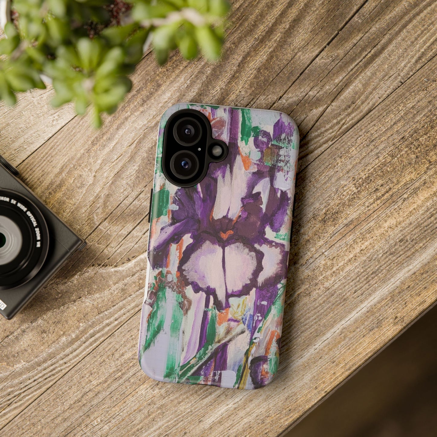 Purple Iris Original Painting Phone Case — Abstract Floral Art for iPhone, Samsung & Pixel
