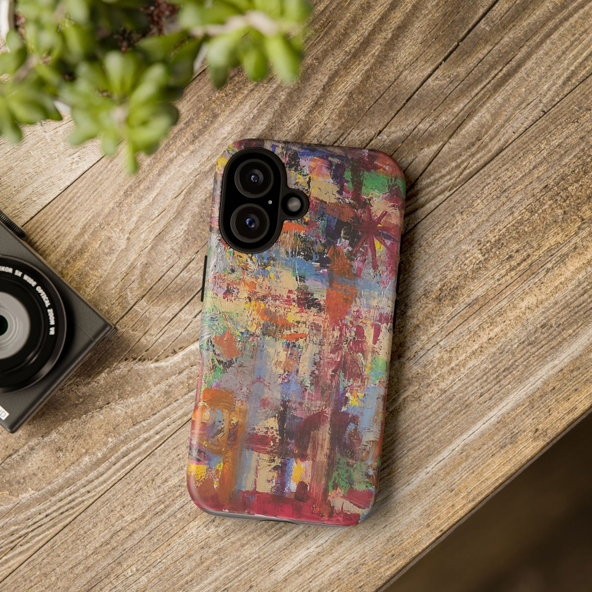 Abstract Expressionist Painting Phone Case — Colorful Original Art for iPhone, Samsung & Pixel