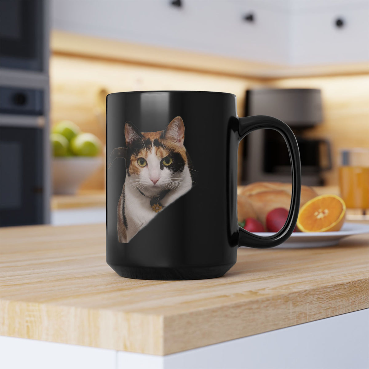 Annie’s Calico — Original Photography Black Mug, 15oz