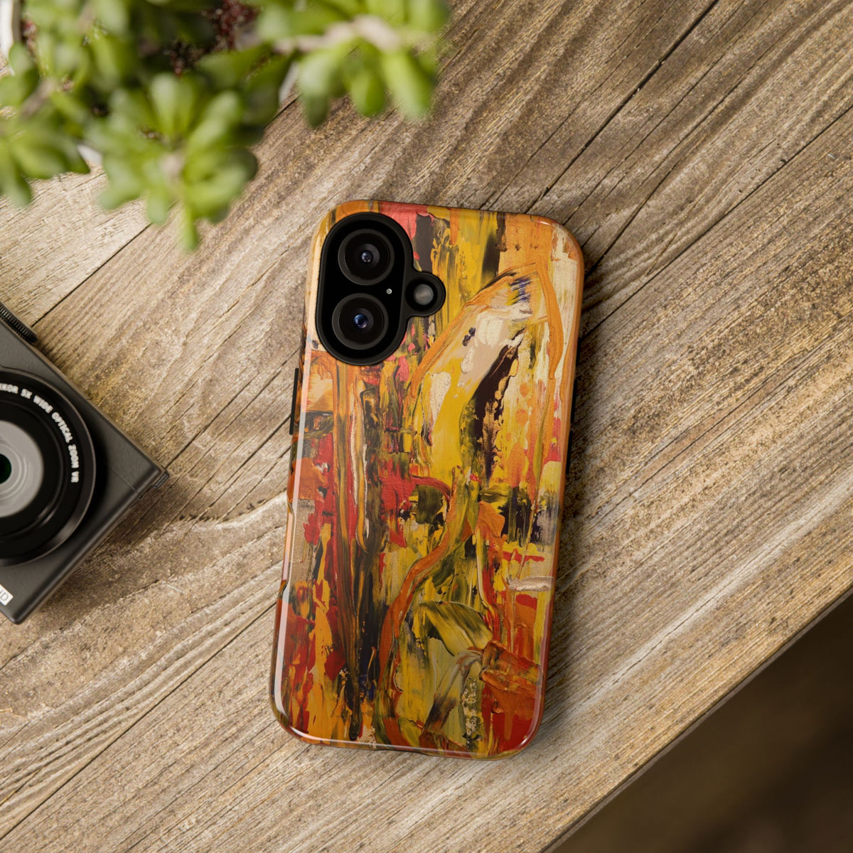 Gold & Amber Abstract Painting Phone Case — Original Art for iPhone, Samsung & Pixel