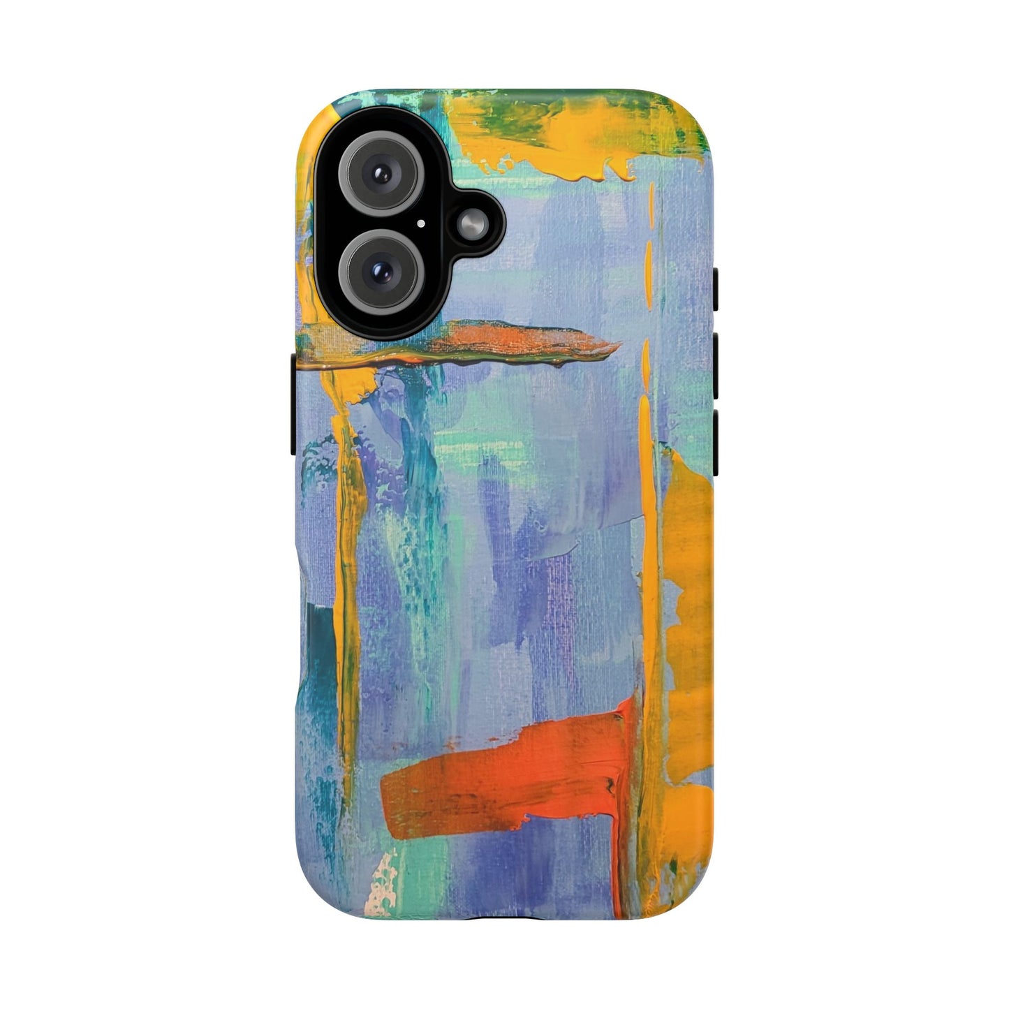 Blue & Coral Abstract Painting Phone Case — Original Art for iPhone, Samsung & Pixel