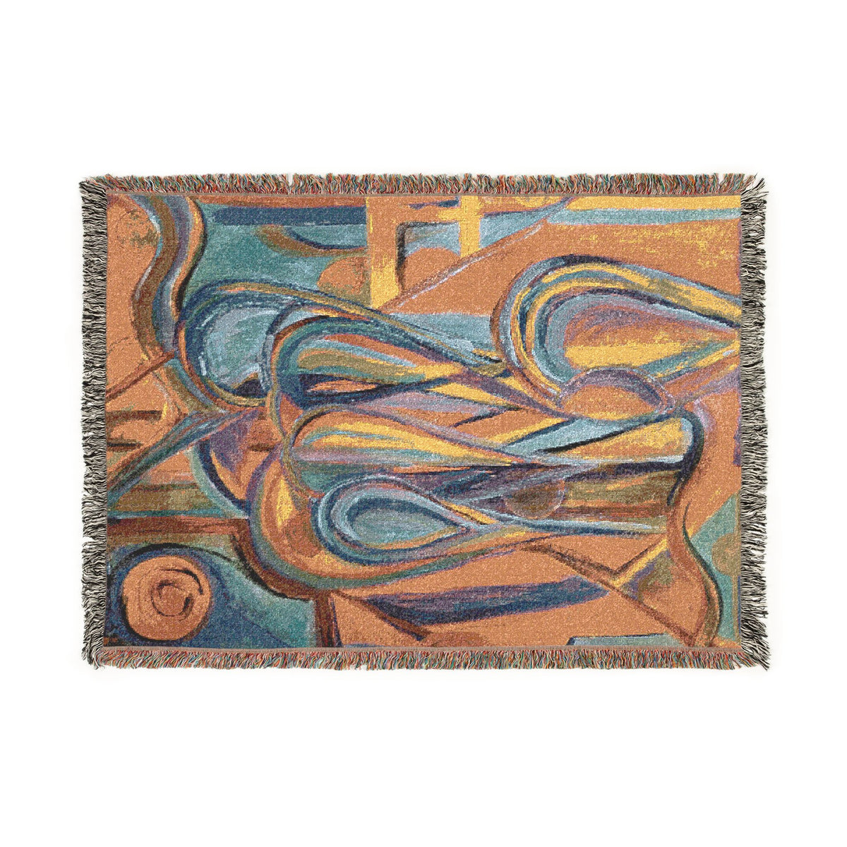 Terracotta Waves Abstract Woven Blanket | Original Art Throw