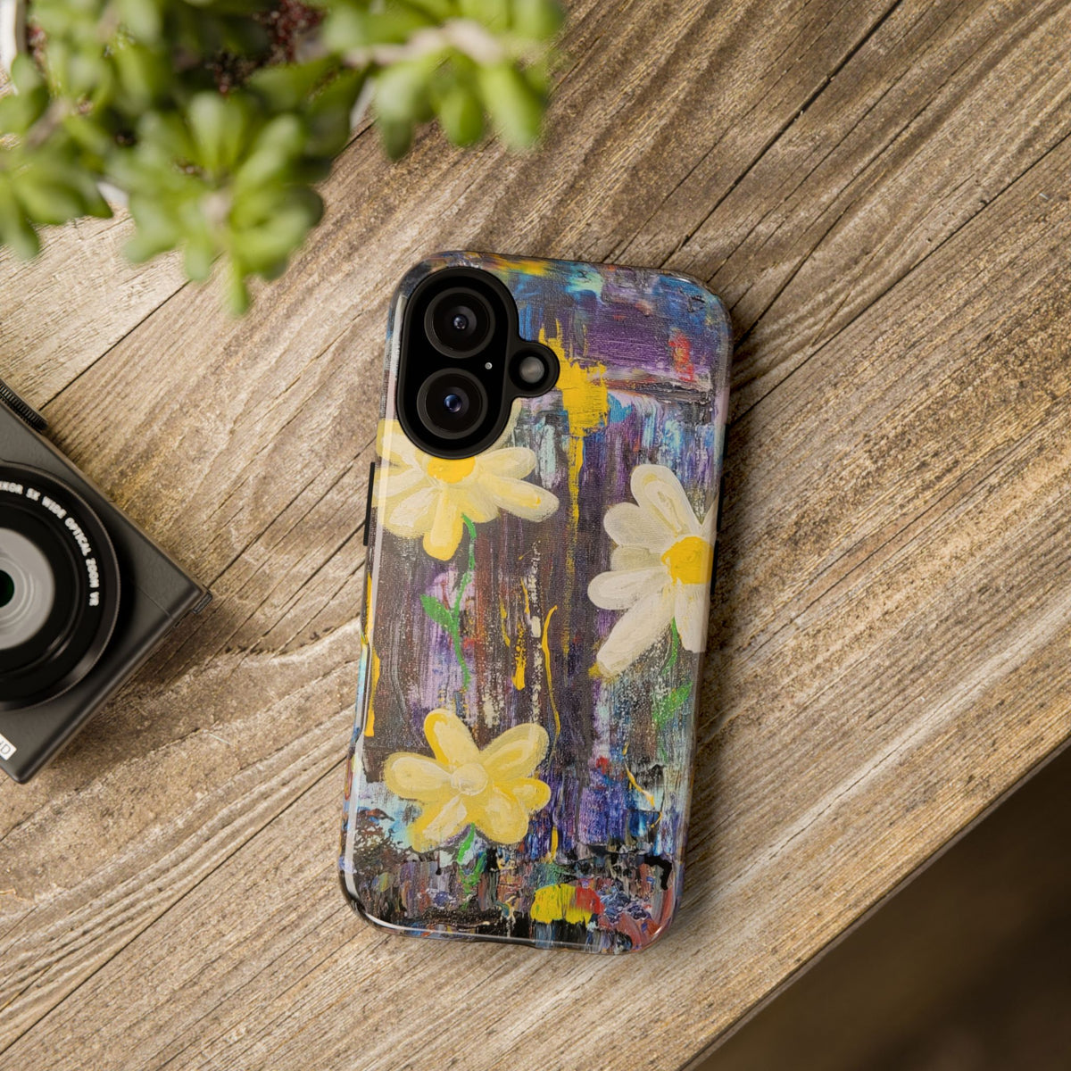 Daisy Original Abstract Painting Phone Case — Floral Art for iPhone, Samsung & Pixel