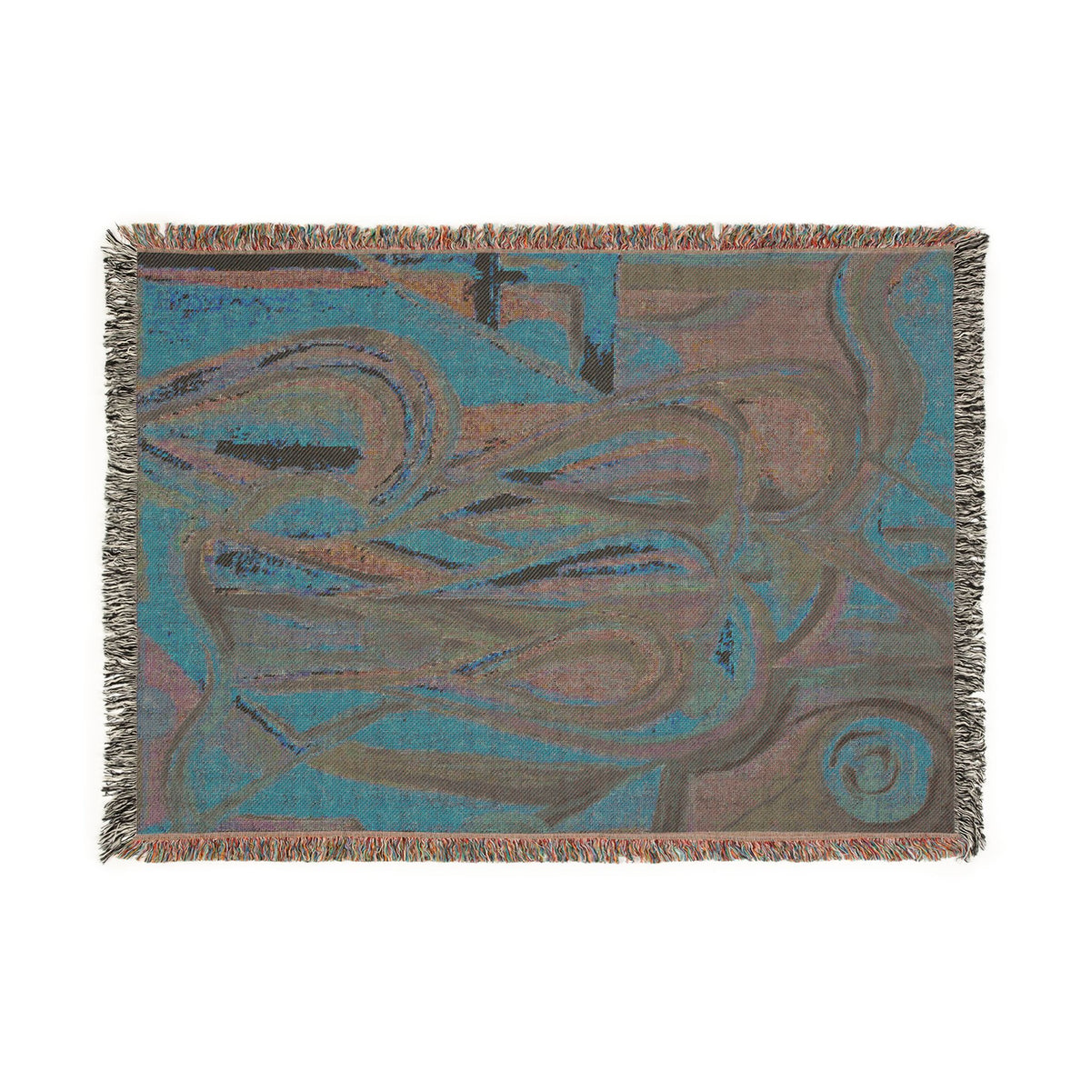Terracotta Waves Abstract Woven Blanket | Original Art Throw