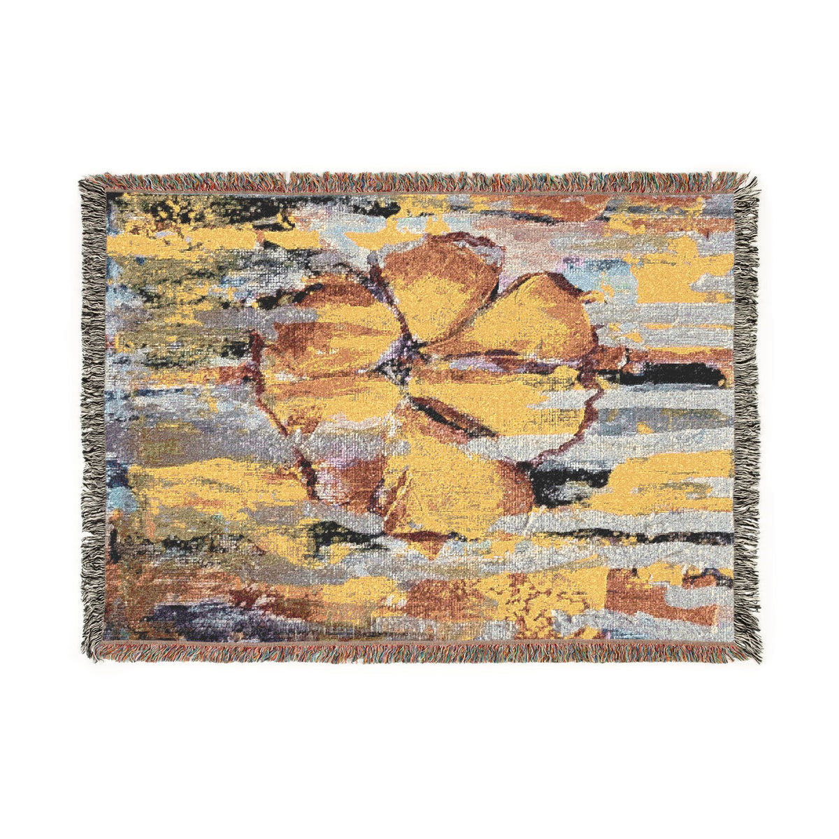 Golden Bloom Abstract Woven Blanket | Original Art Throw
