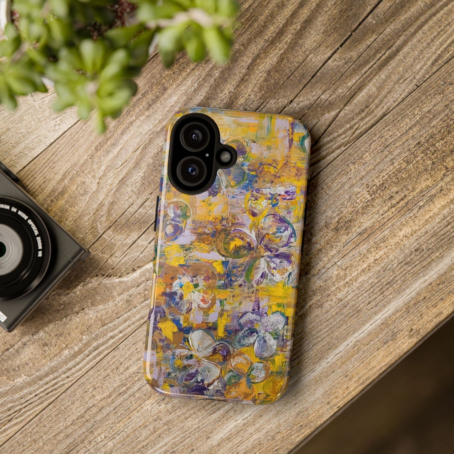 Pansies Original Abstract Painting Phone Case — Floral Art for iPhone, Samsung & Pixel
