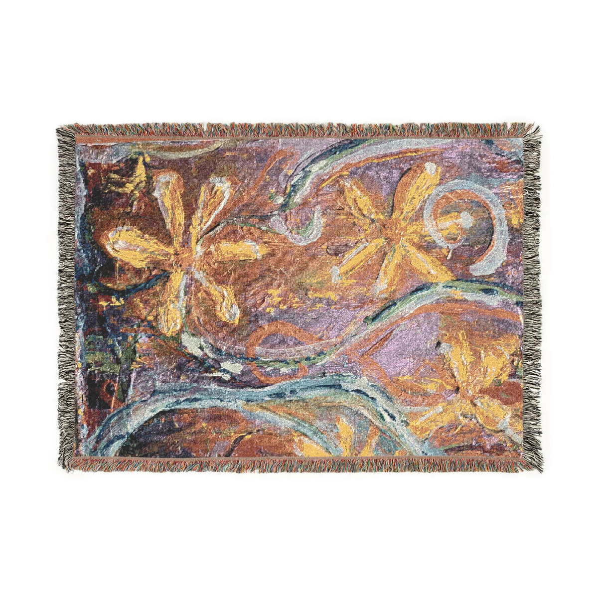 Wild Floral Abstract Woven Blanket | Original Art Throw