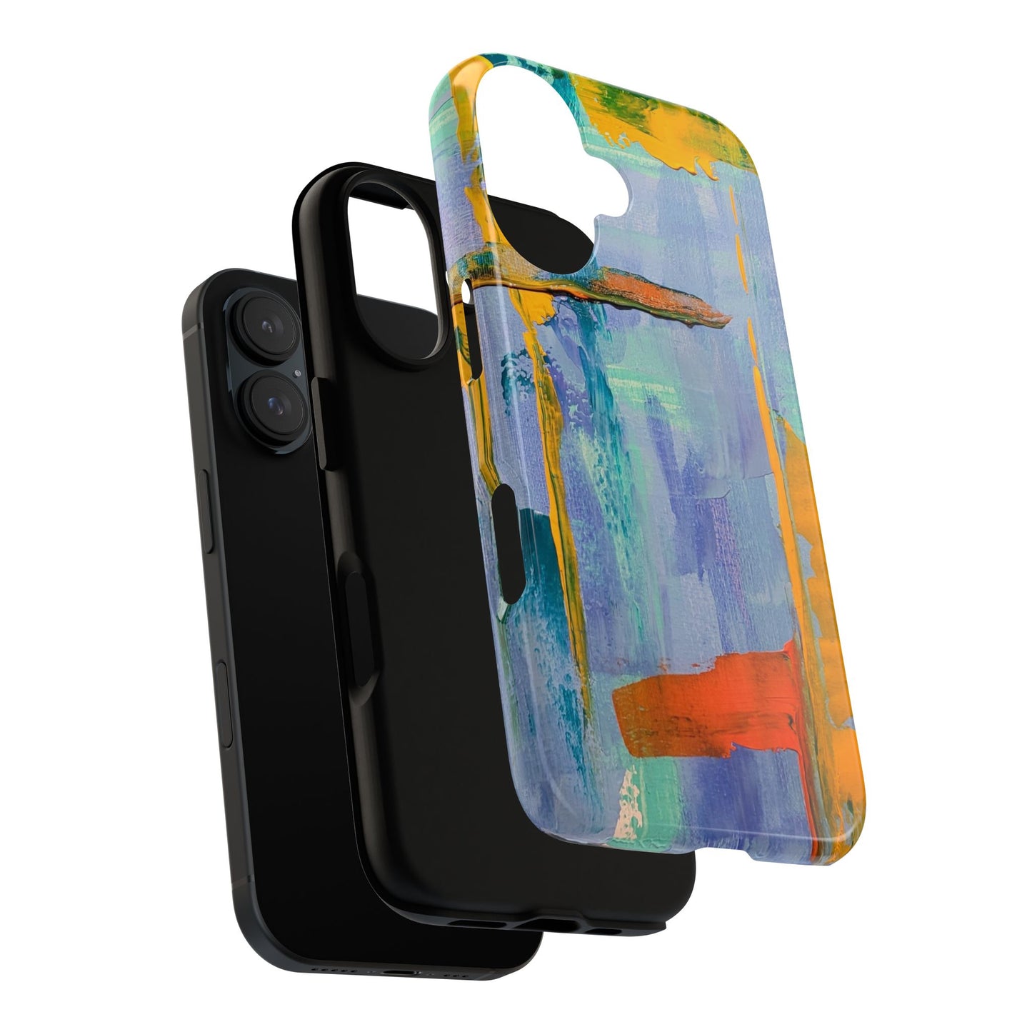 Blue & Coral Abstract Painting Phone Case — Original Art for iPhone, Samsung & Pixel