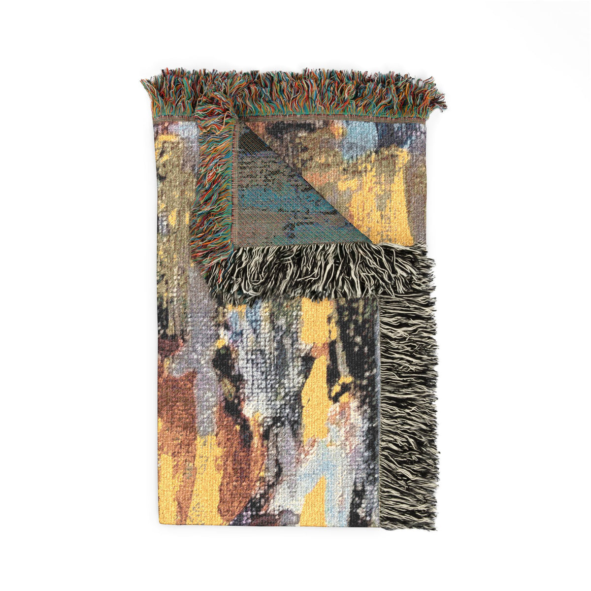 Golden Bloom Abstract Woven Blanket | Original Art Throw