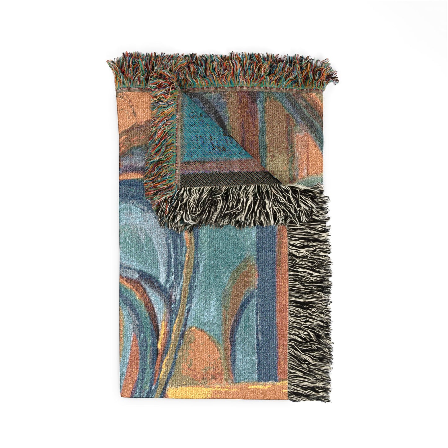 Terracotta Waves Abstract Woven Blanket | Original Art Throw
