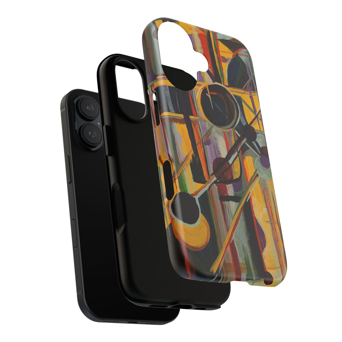 Two Shadows Cubist Painting Phone Case — Original Art for iPhone, Samsung & Pixel