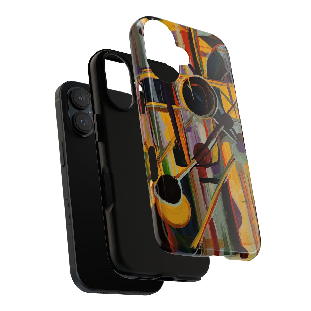 Two Shadows Cubist Painting Phone Case — Original Art for iPhone, Samsung & Pixel