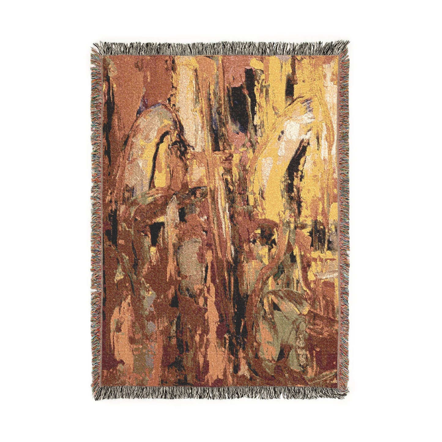 Amber Currents Abstract Woven Blanket | Original Art Throw