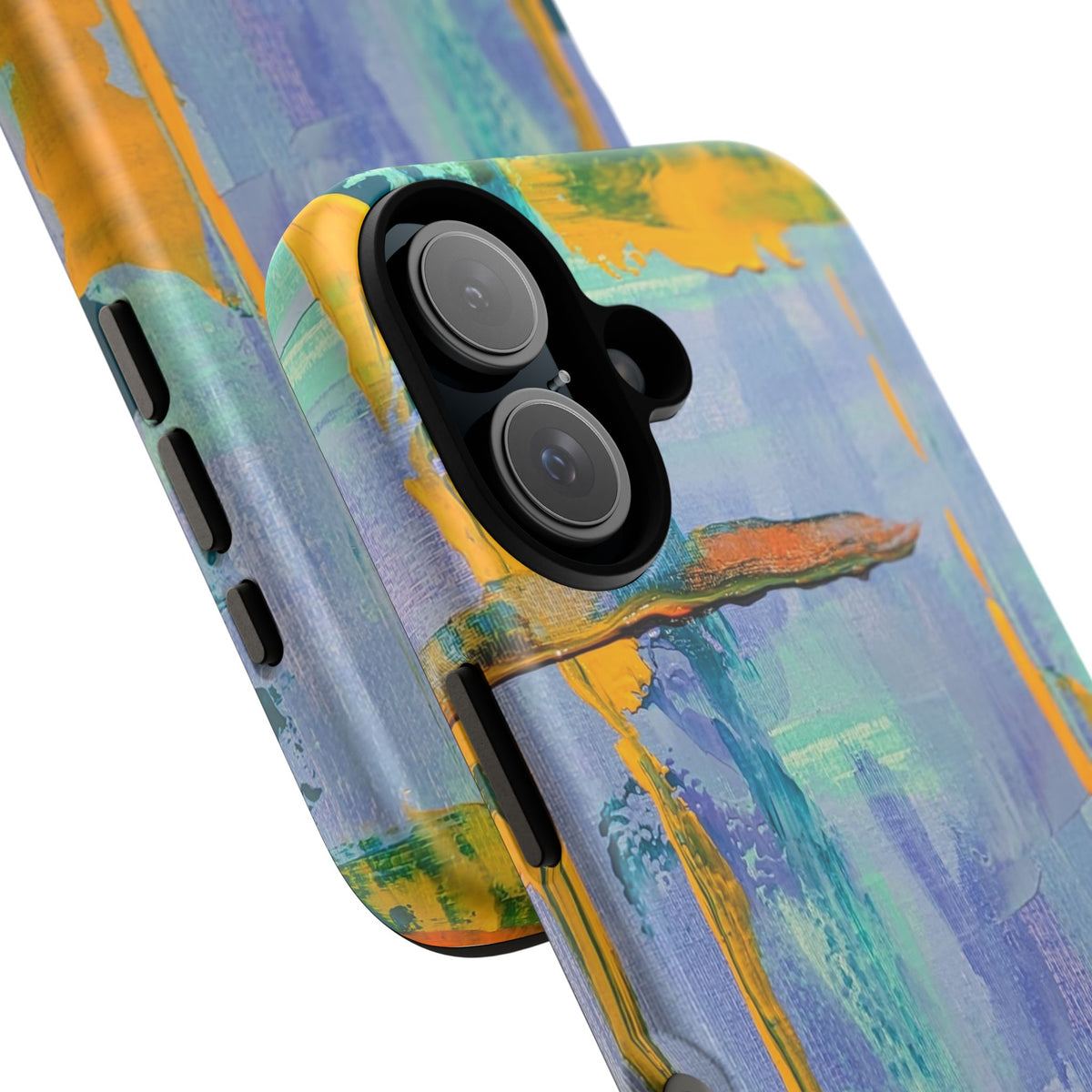 Blue & Coral Abstract Painting Phone Case — Original Art for iPhone, Samsung & Pixel