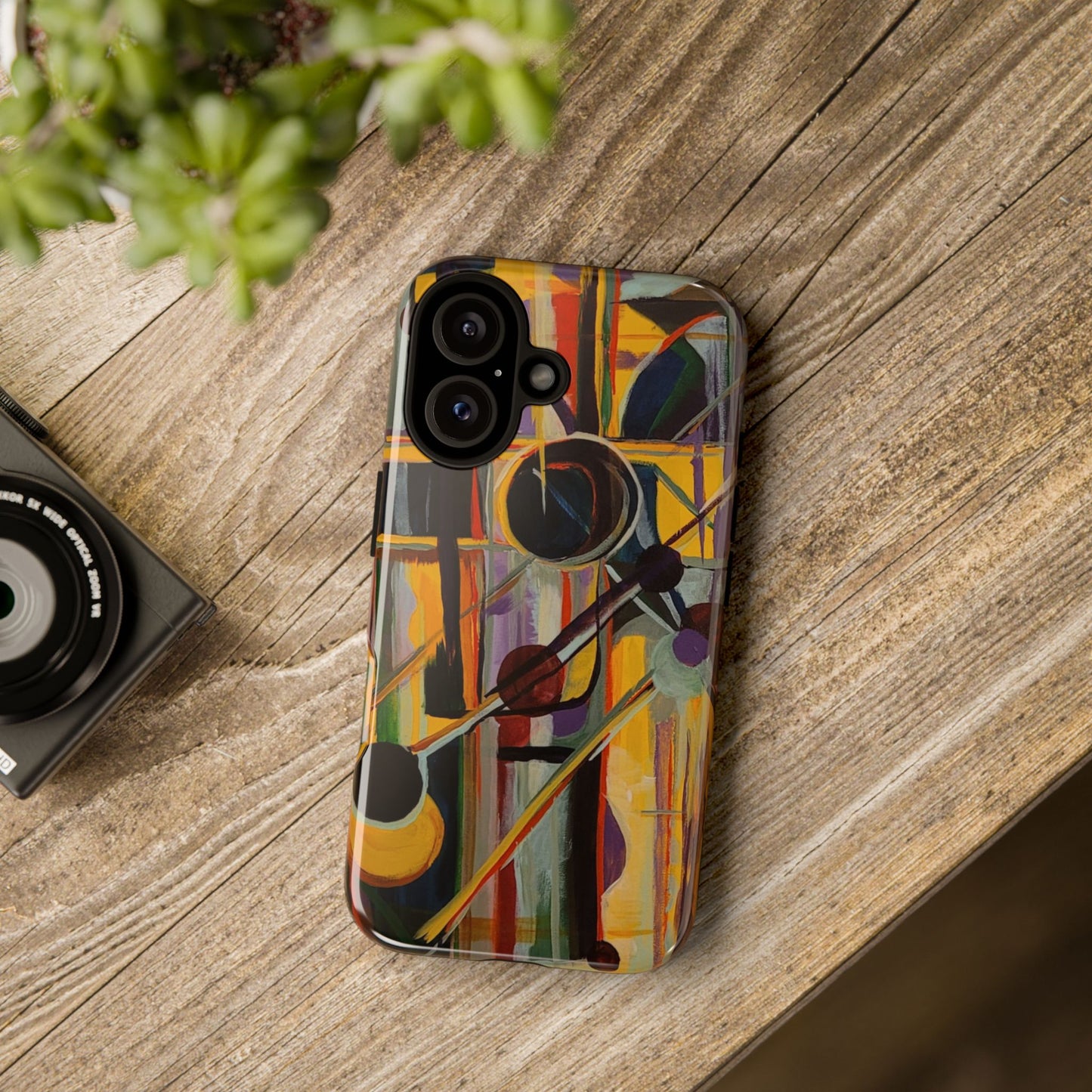 Two Shadows Cubist Painting Phone Case — Original Art for iPhone, Samsung & Pixel