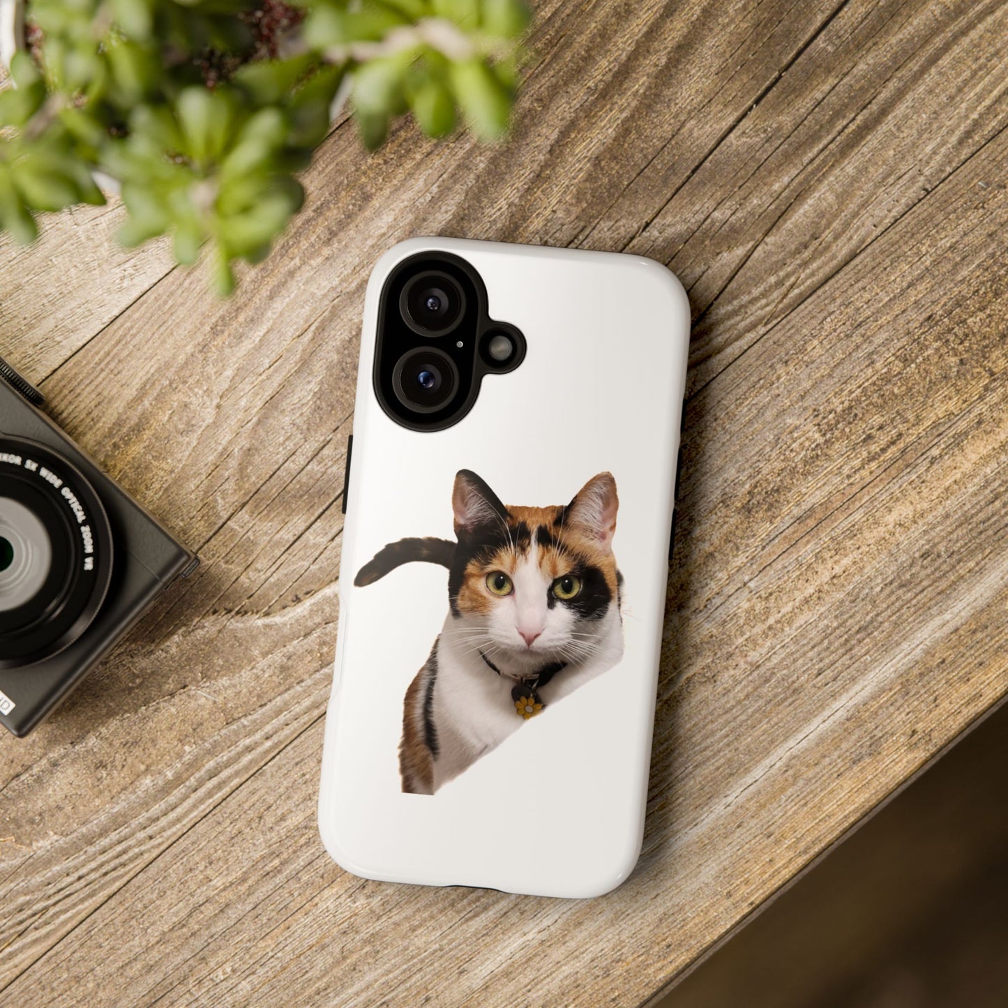 Calico Cat Photo Phone Case — Peek-a-Boo Pet Design for iPhone, Samsung & Pixel