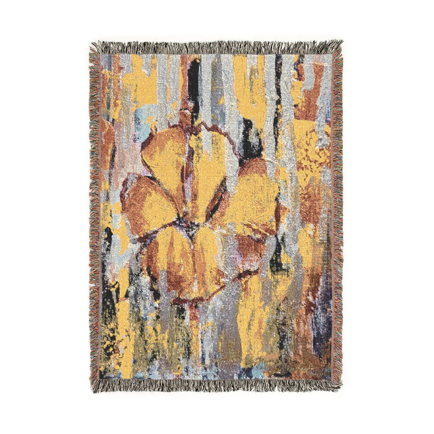 Golden Bloom Abstract Woven Blanket | Original Art Throw