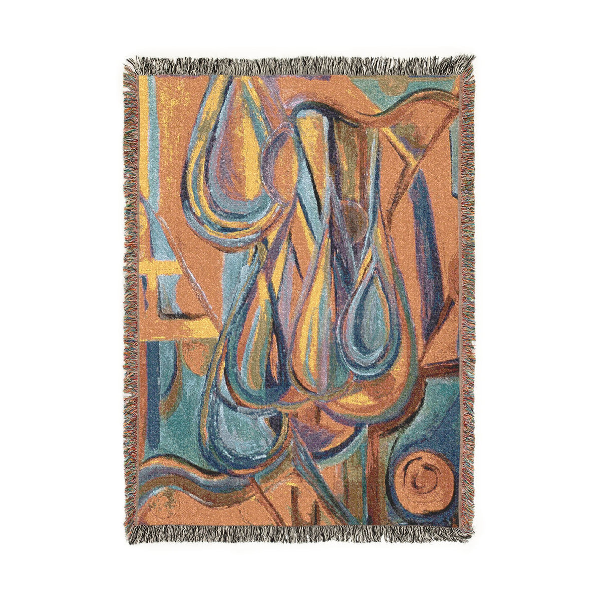 Terracotta Waves Abstract Woven Blanket | Original Art Throw