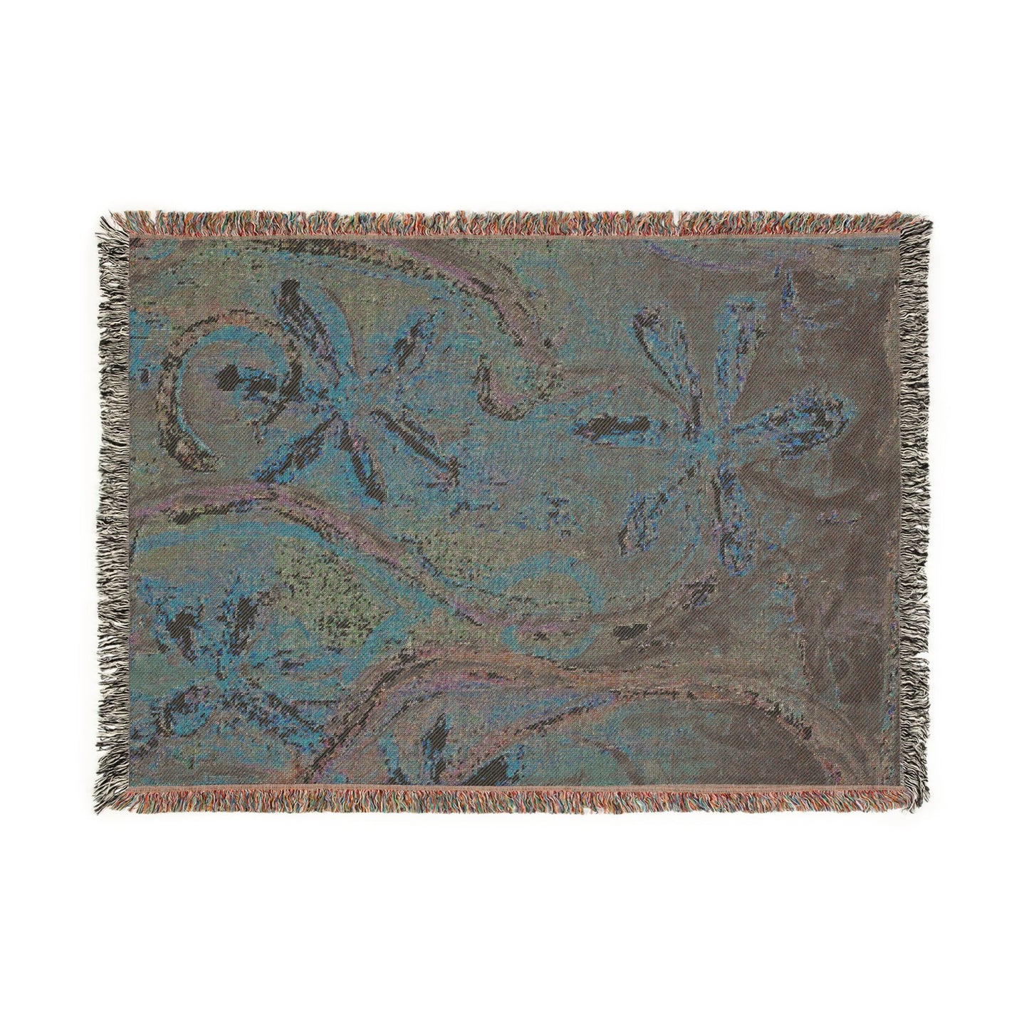 Wild Floral Abstract Woven Blanket | Original Art Throw