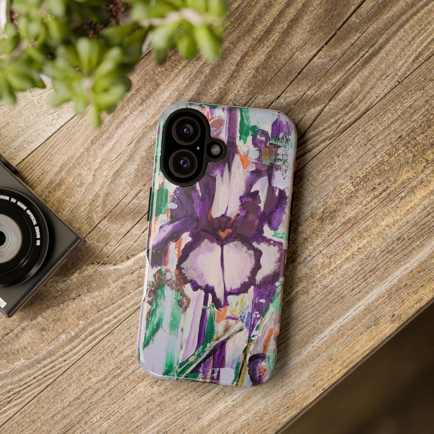 Purple Iris Original Painting Phone Case — Abstract Floral Art for iPhone, Samsung & Pixel