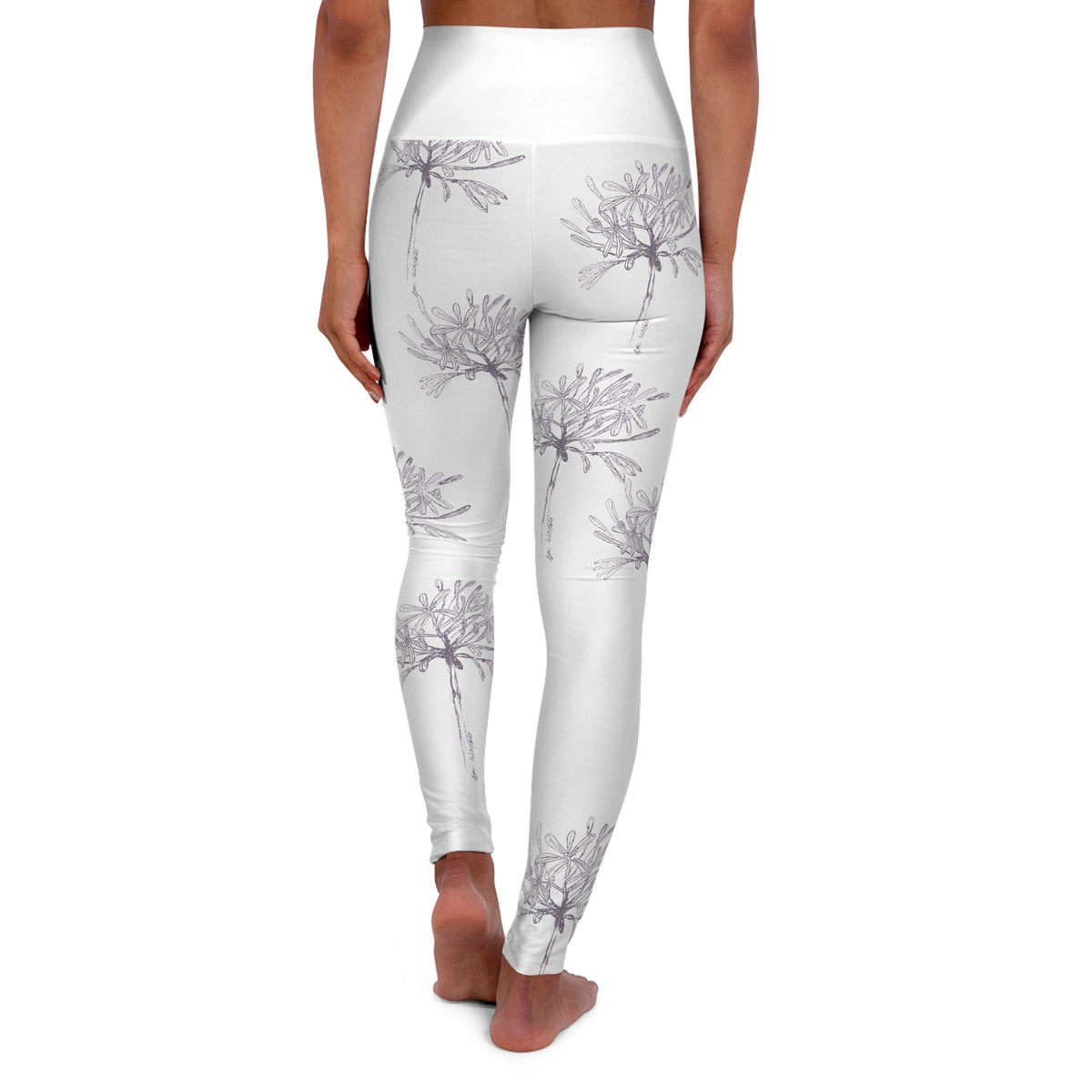Agapanthus - Original Pen Art High Waisted Yoga Leggings (AOP)