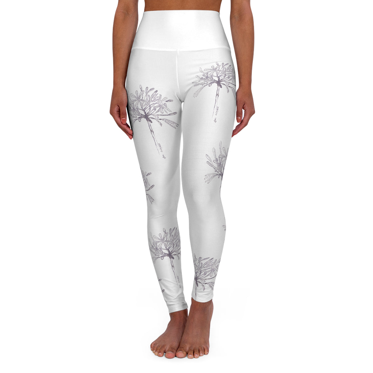 Agapanthus - Original Pen Art High Waisted Yoga Leggings (AOP)